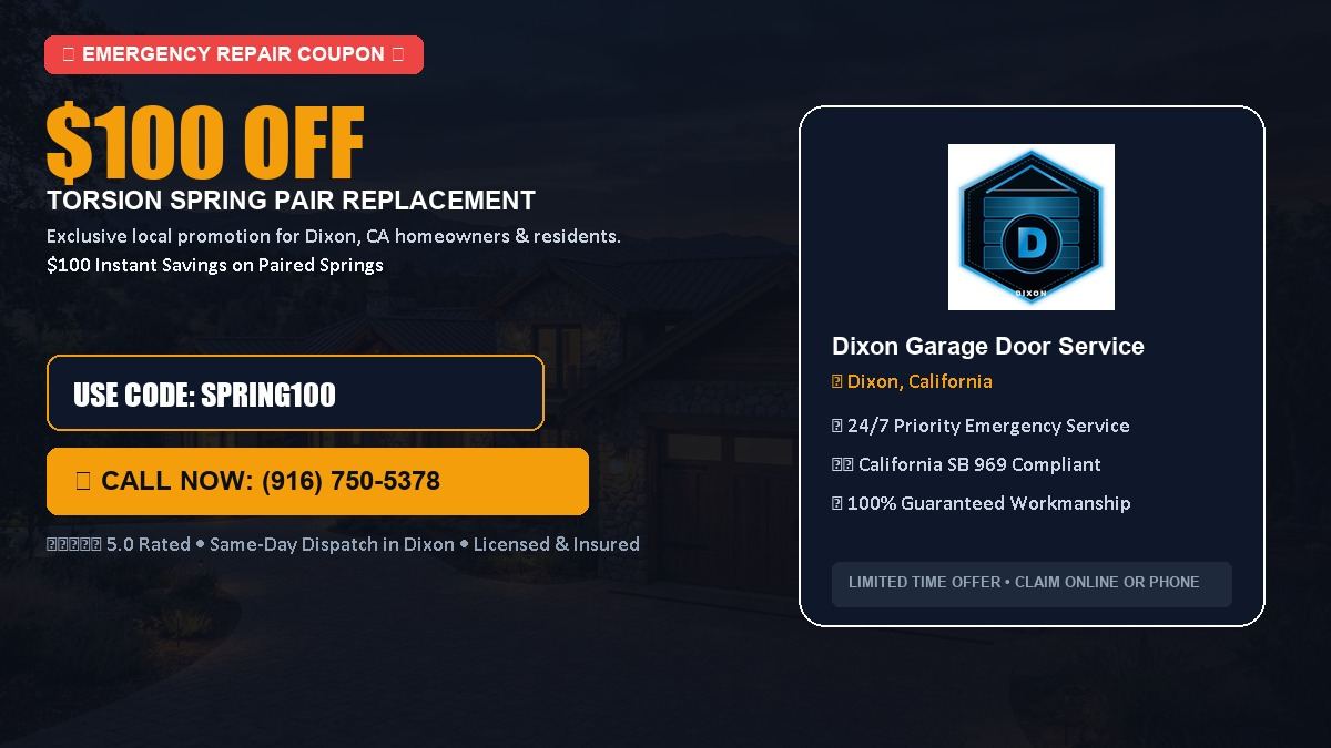 Dixon Garage Door Service $100 OFF Dual Torsion Spring Replacement