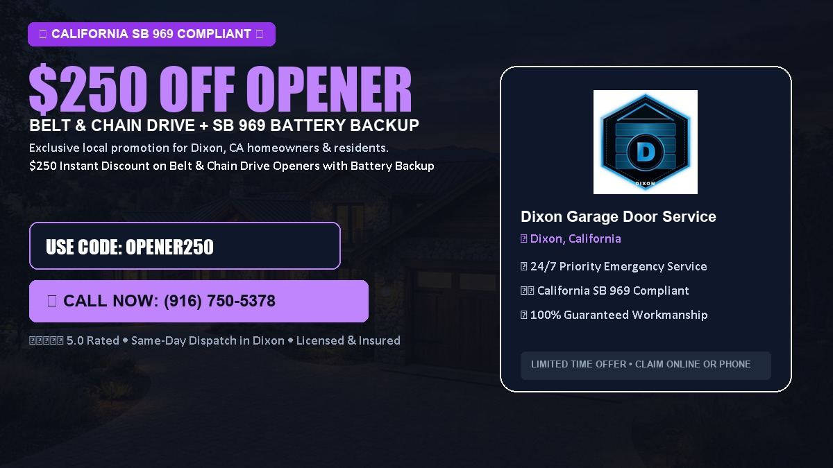 Dixon Garage Door Service $250 OFF Premium LiftMaster Opener Installation in Dixon, CA