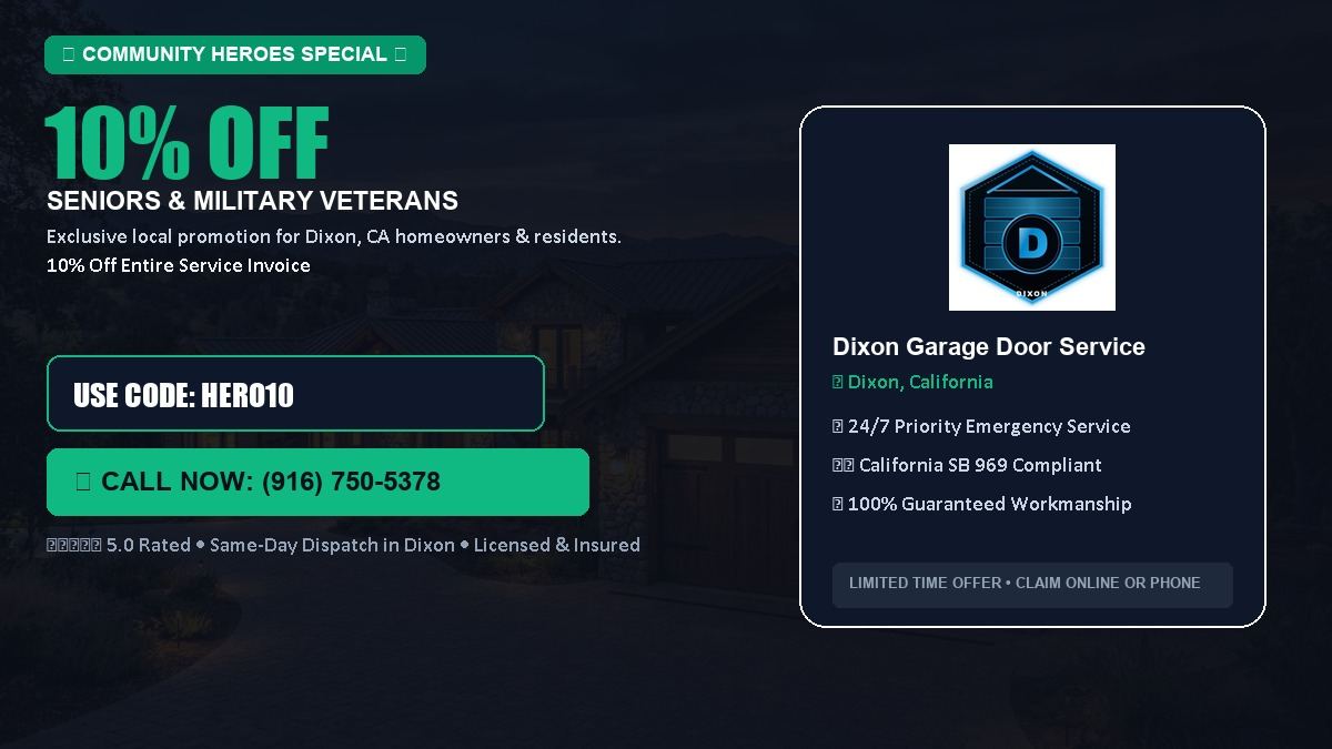 Dixon Garage Door Service 10% OFF Seniors & Military Veterans